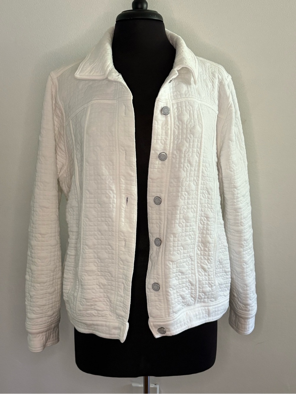 Isaac Mizrahi White Quilted Button-Up Jacket XL